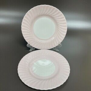 Minton Salad Plates Swirl Edge 9" Pink White Lot of 2